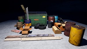 3D dumpster pallets dustbin barrels model