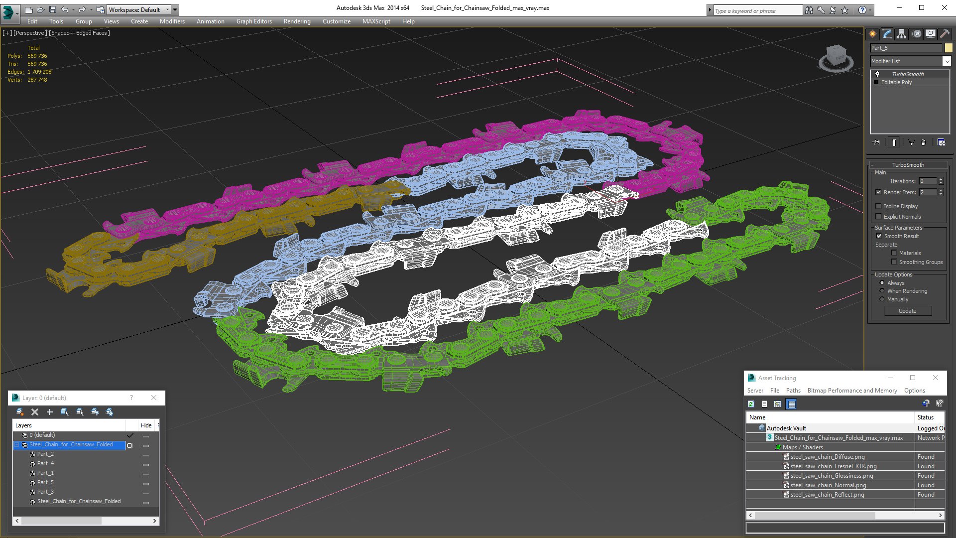 Steel Chain for Chainsaw Folded 3D model - TurboSquid 1883218