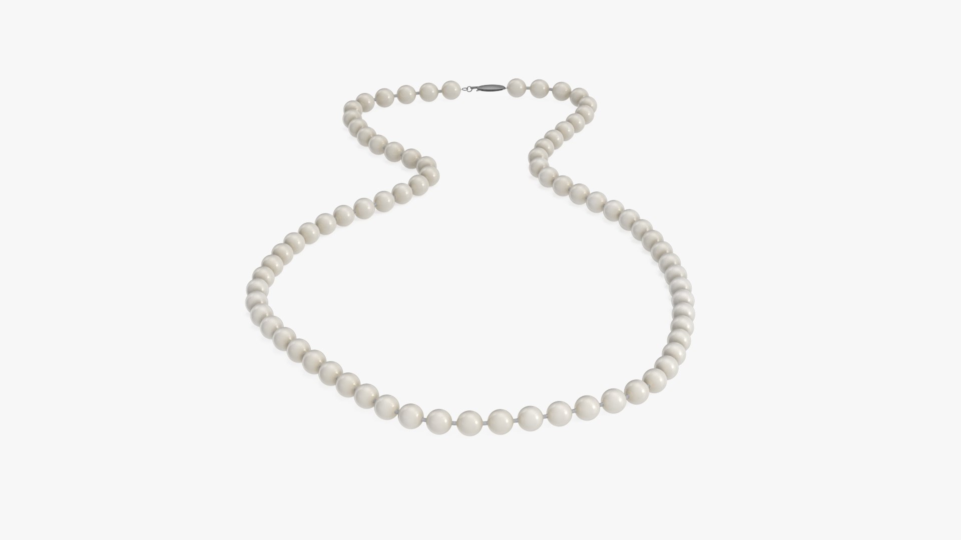 White Pearl Necklace 3D model preview