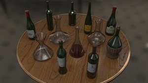 3d wine bottles decanters