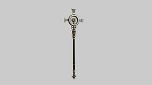 3D Healer Mage Staff 05 Bronze - Medieval Fantasy Weapon model