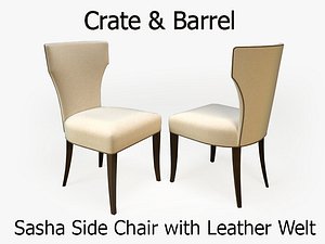 Crate & Barrel Sasha Side Chair with Leather Welt