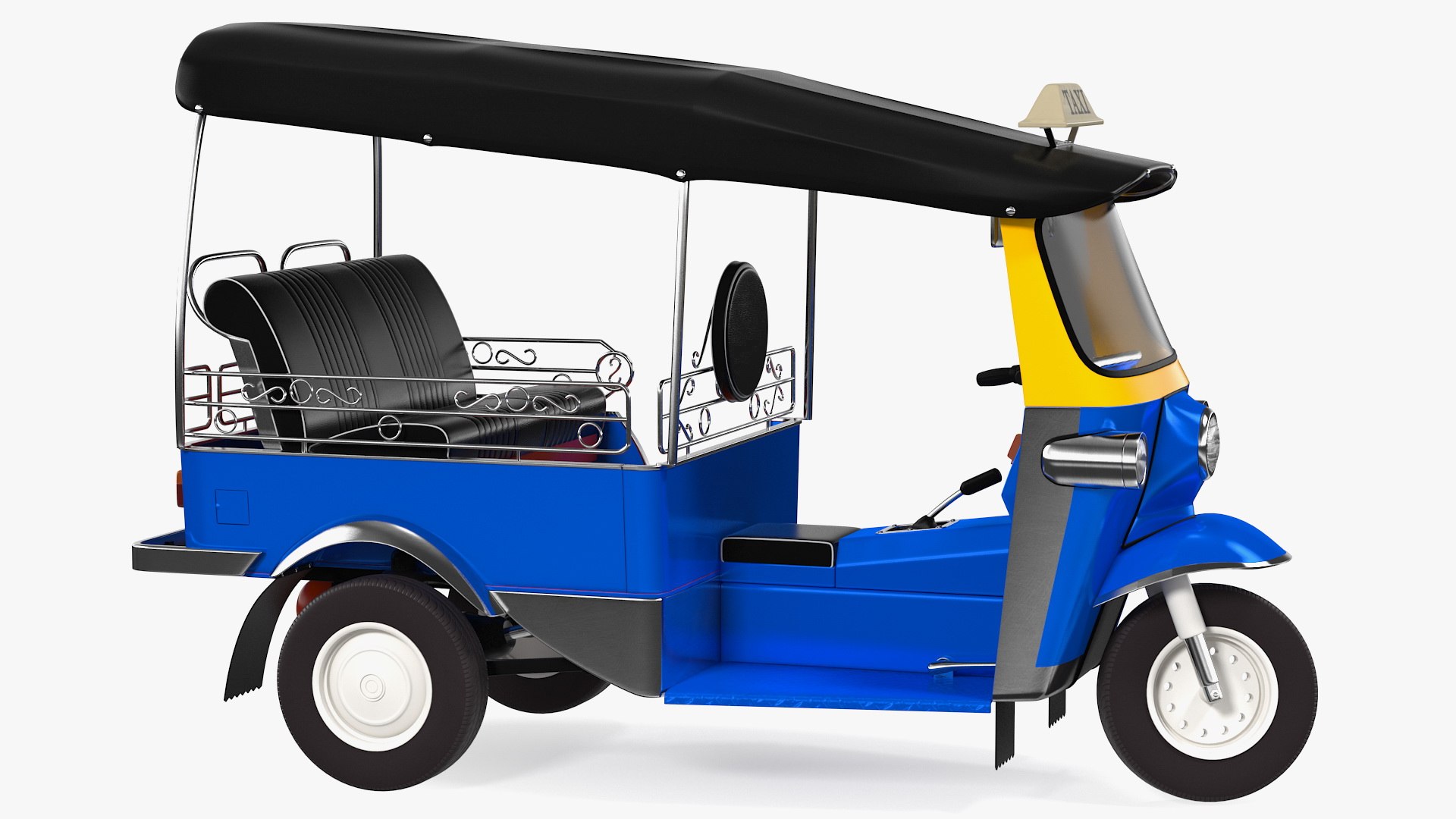 Traditional Tuk Tuk Taxi Rigged 3D model preview