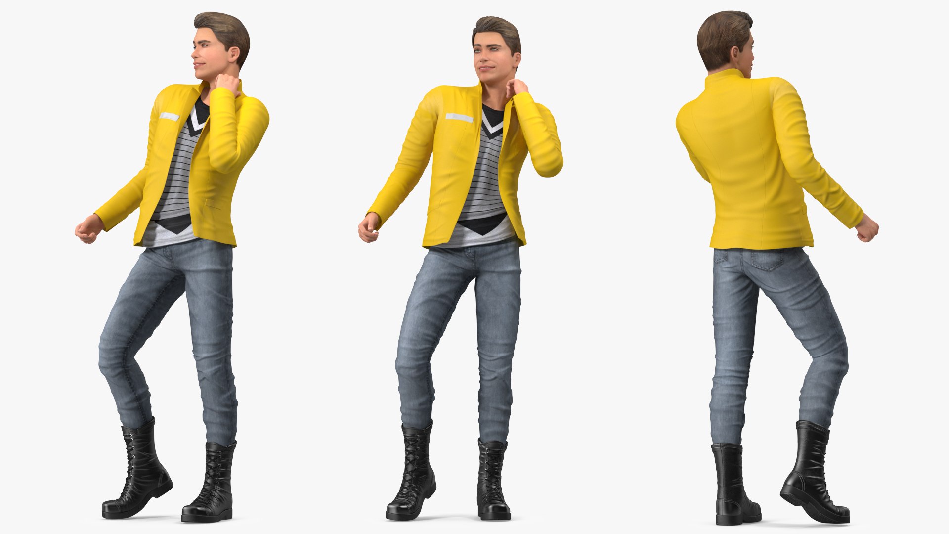 Teenage Boy Fashionable Style Dancing Pose 3D model preview