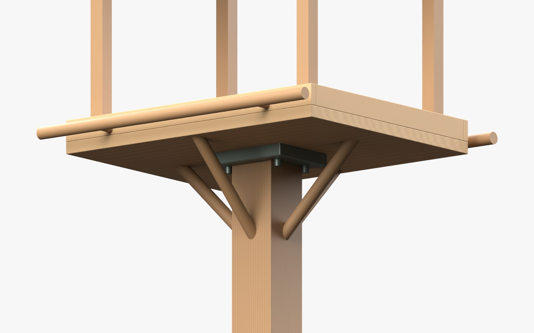 Garden Bird Feeding Station with Finished Roof and Braced Base 3D model https://p.turbosquid.com/ts-thumb/sQ/8USkgy/vX/06trayundermount/png/1792164219/1920x1080/fit_q87/b8667dd272fd1fd926459cd6ec65f42d6e2e9c91/06trayundermount.jpg