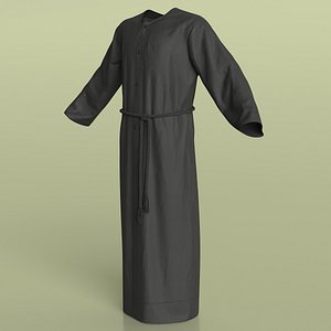 Black Long Robe with Belt