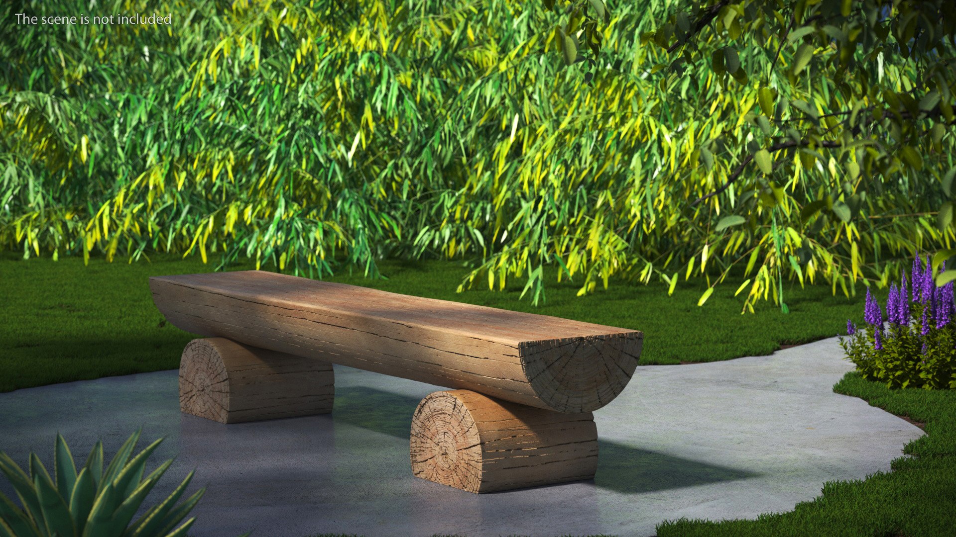3D Garden Wood Bench With Round Legs Model - TurboSquid 2448370