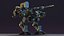 Massive Walking Mech Green Old