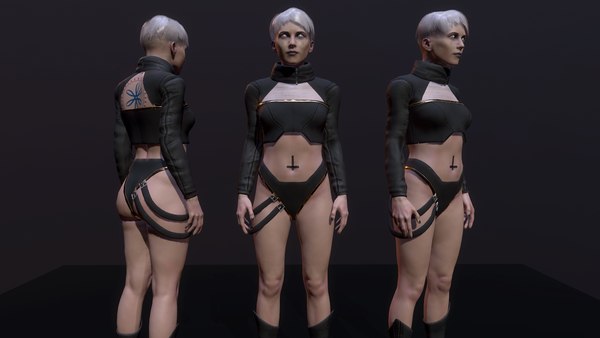 cyberpunk girl 3D model