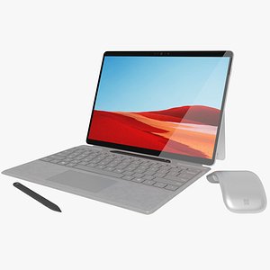 Microsoft Surface Pro X 2020 with Signature Type Cover, Arch Mouse, Slim Pen Rigged Animated