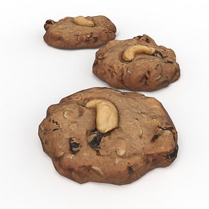 Cookie Cashew Nut Choc Chip Game Ready Low-poly 3D model 3D