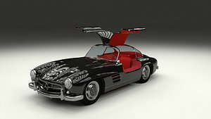 rigged mercedes 300sl gullwing 3d obj