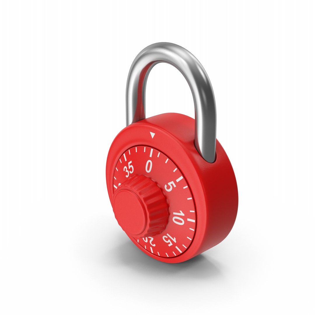 3D Red Combination Round Padlock Model TurboSquid 2140142