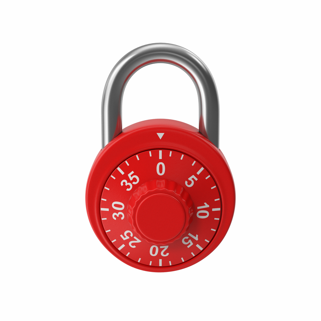3D Red Combination Round Padlock Model TurboSquid 2140142