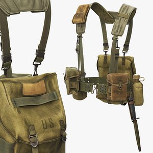M1956 U S Infantry Rig with Canteen and Knife Green