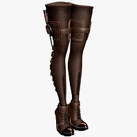 Stylized Steampunk Thigh High Heel Boots