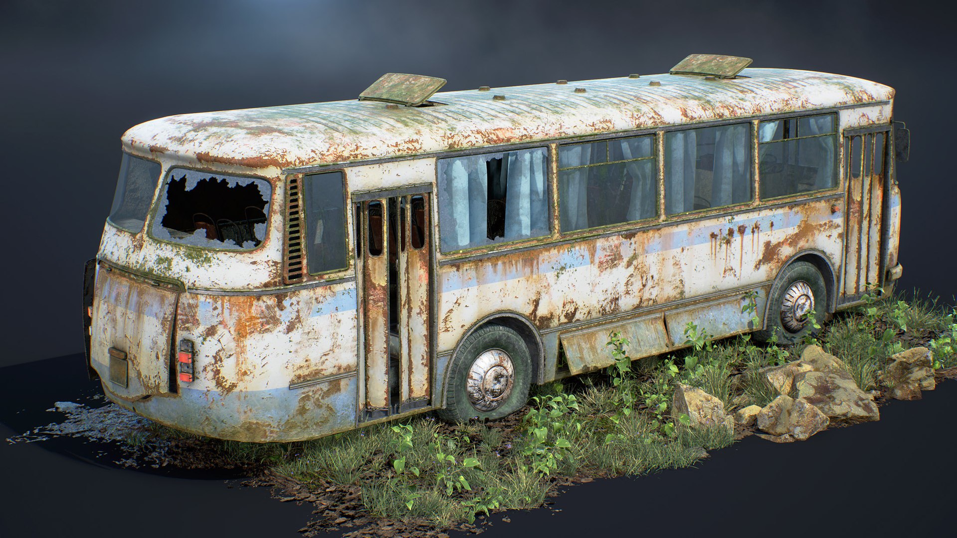 3D Model LAZ-695N Bus Game Ready Set - TurboSquid 2238778