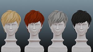Male hair 4 colors 3D model