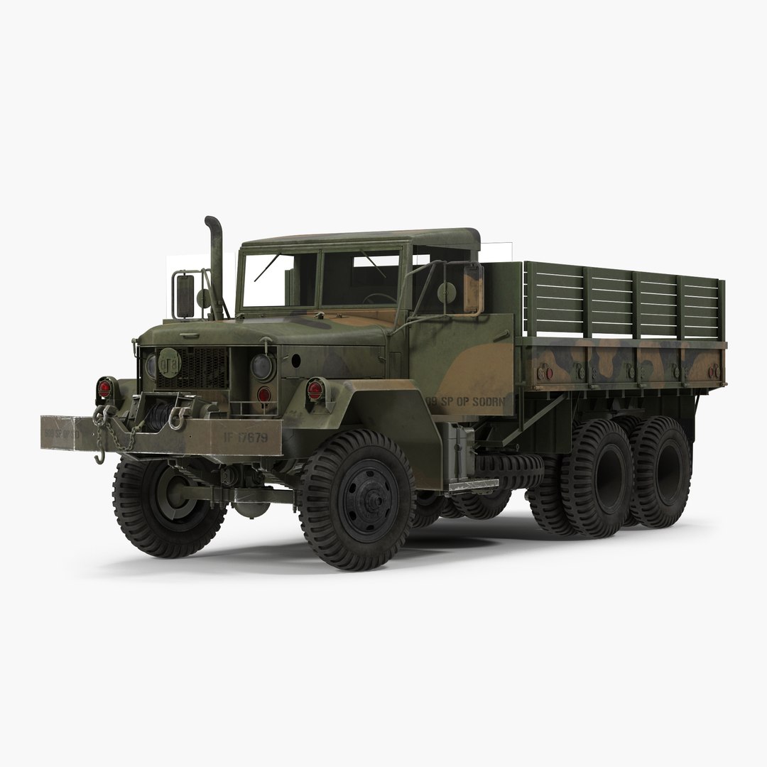 Military Cargo Truck m35a2 Rigged Camo 3D Model 3D model preview