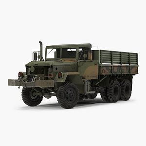 Military Cargo Truck m35a2 Rigged Camo 3D Model