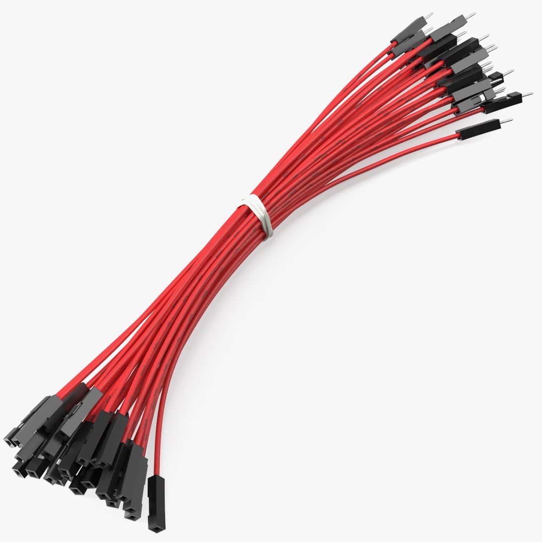 Jumper Wires Bundle Red 3D model preview