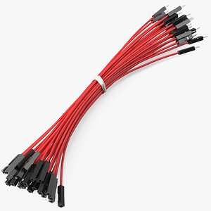 3D model Jumper Wires Bundle Red