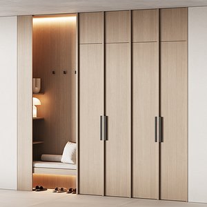 541 hallway zone 14 minimal modular wardeobe with seating niche 3D model