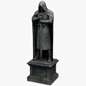 3D model ancient statue knight