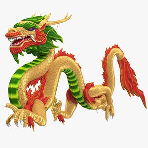 3D colorful chinese dragon rigged model