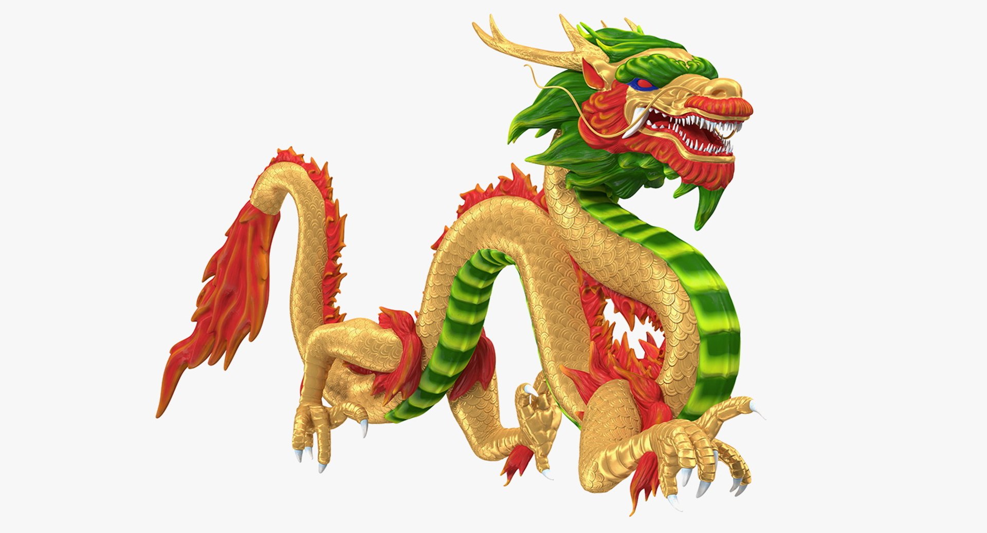 Colorful Chinese Dragon Rigged for Cinema 4D 3D model preview