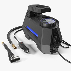 3D Portable Air Compressor for Car Tires with Display Black