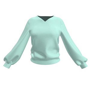 Loose lovely blouse clothes Marvelous designer 3D model