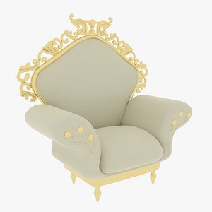 3D Victorian Chair White