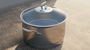 silver kitchen pot 3D model