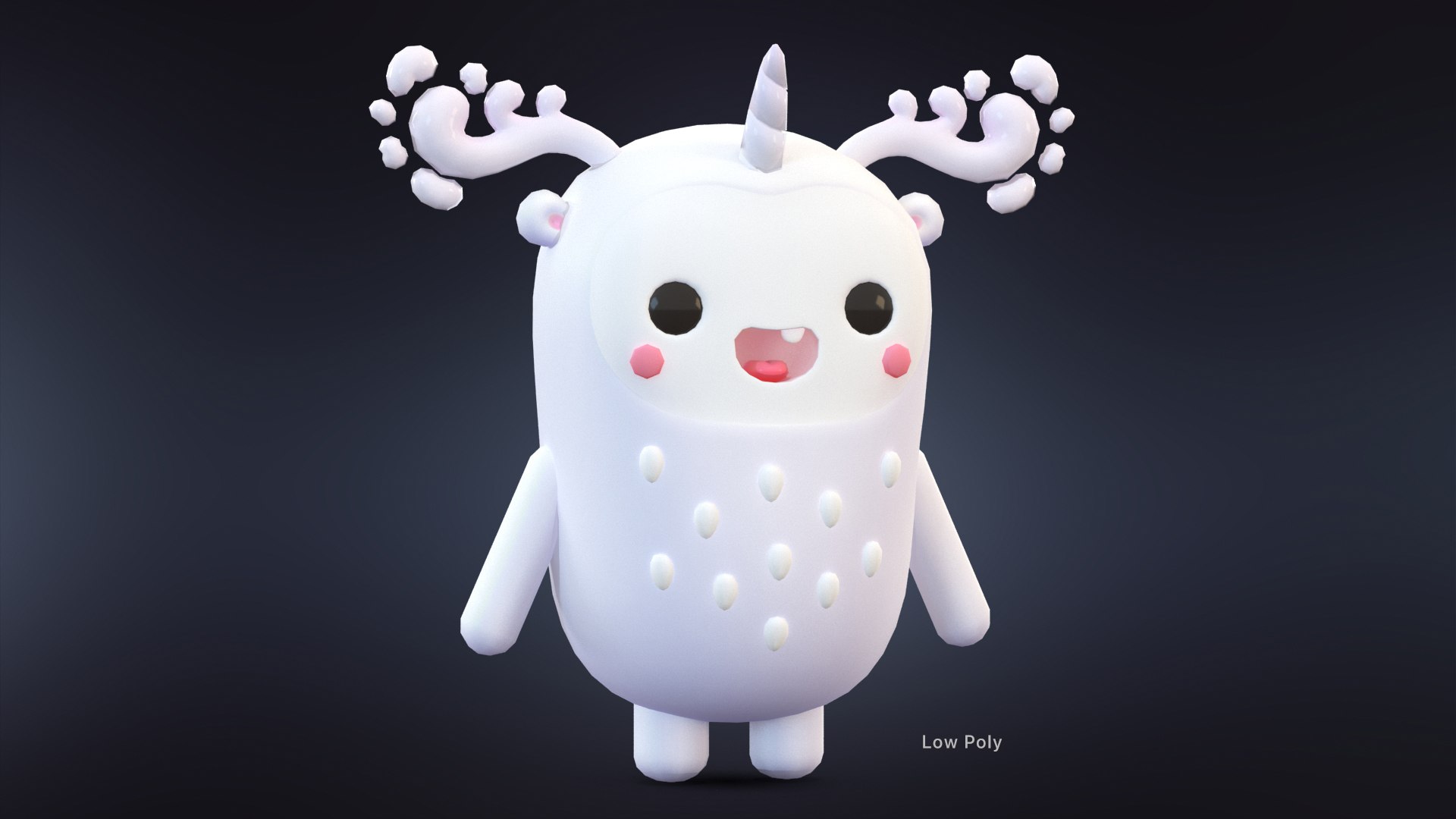 3D cute cartoon monster https://p.turbosquid.com/ts-thumb/sS/A6Lfjh/4Uj8HfhL/cartoon_monster_white_lowpoly/jpg/1598360863/1920x1080/fit_q87/e74f5189ea84975cf7cbc4f90b2a37132befec11/cartoon_monster_white_lowpoly.jpg