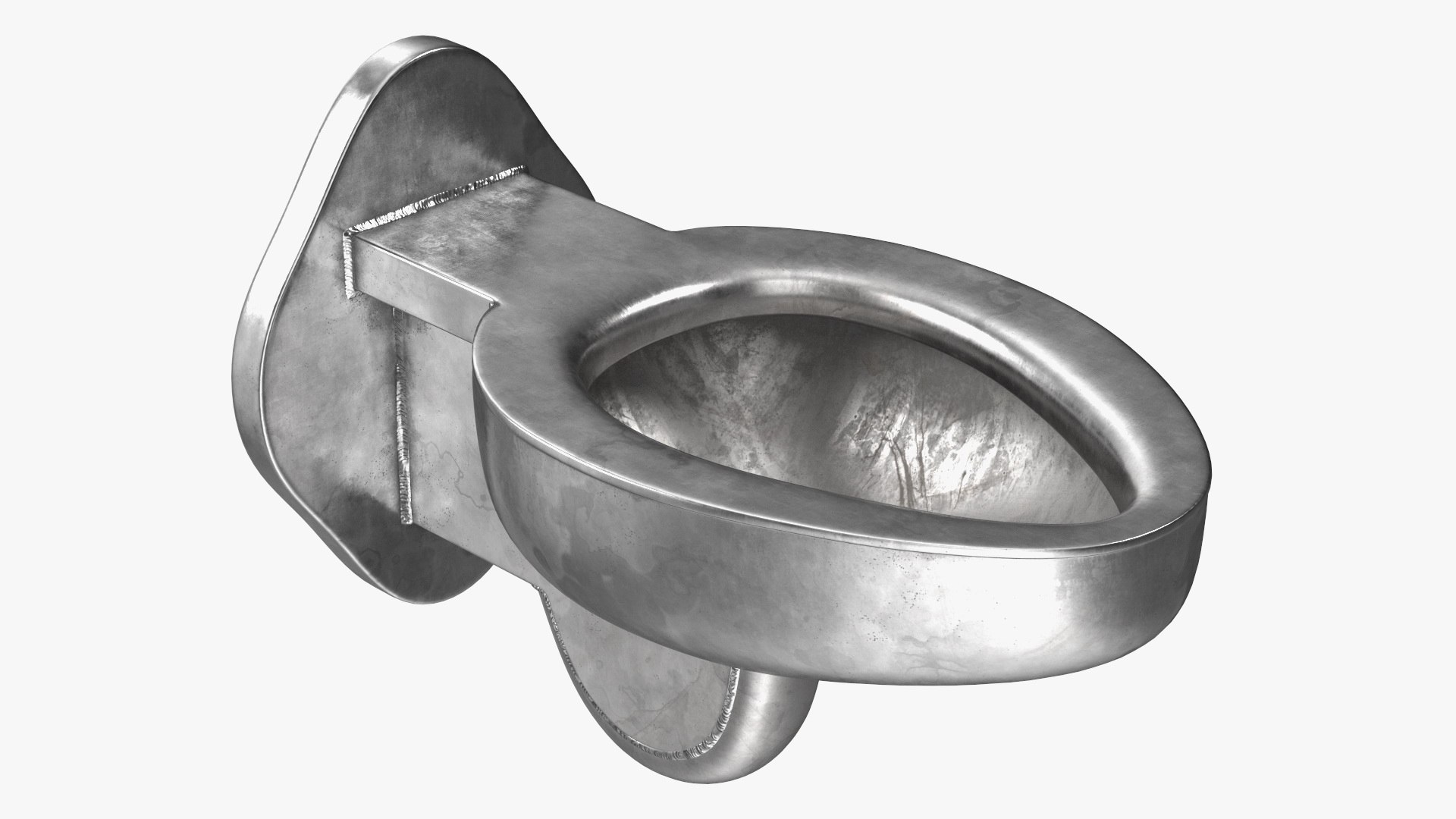 Used Stainless Steel Toilet Wall Mounted 3D model preview