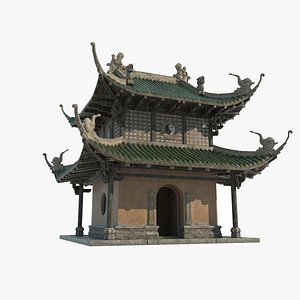 3D Asian Ancient Architecture Taoist Temple Small Building model