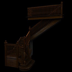 3ds old wooden stairs