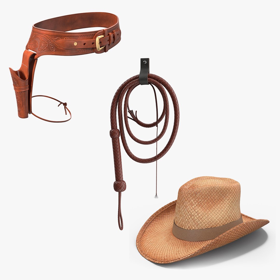 Cowboy Accessories Collection 3D model for industrial visualization, technical presentation, simulation, product rendering, and animation