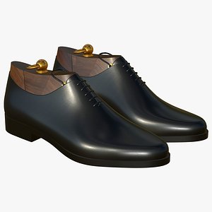 Leather Realistic Shoes Black 3D model