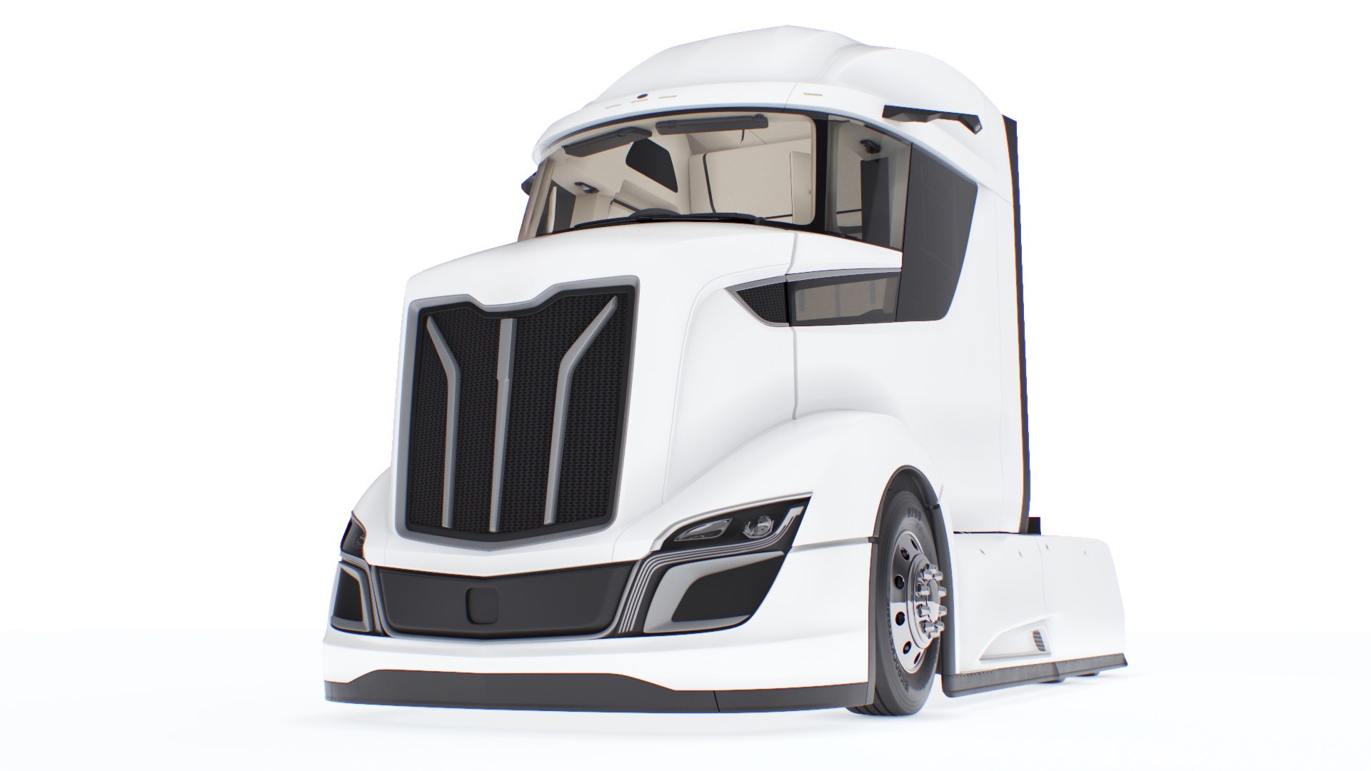 Futuristic Heavy Duty Truck White Rigged for Maya 3D model preview