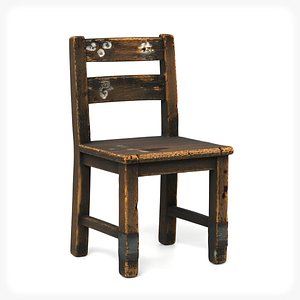 3D model old wooden horror chair