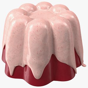 Jelly Pudding Fruit with Strawberry Cream 3D