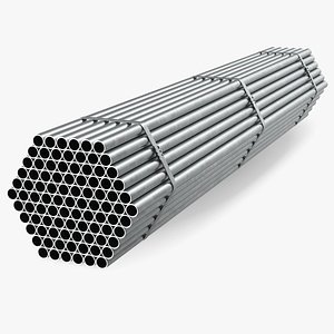 Thin Steel Pipes Bundle 2 Meters 3D model
