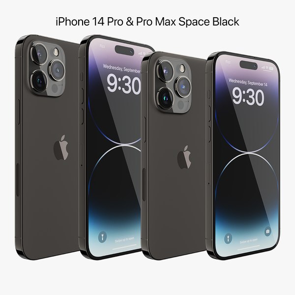 3D iPhone 14 Pro - Pro Max Space Black model