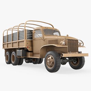 Desert Army Supply Truck with Open Frame and Wooden Bed Vintage model