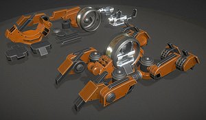 Terrain Walker Orange Version Rigged and Animated