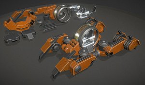 Terrain Walker Orange Version Rigged and Animated