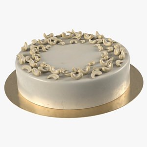 3D Dessert Frosted Cake with Cashew Kernel Ring Beige model