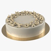 Dessert Frosted Cake with Cashew Kernel Ring Beige